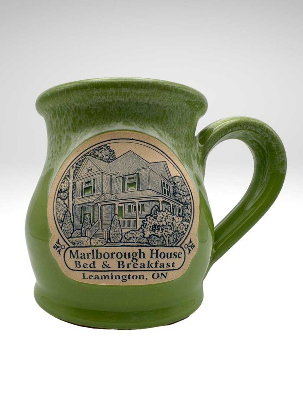 Deneen Pottery Marlborough House Leamington ON Green Stoneware Mug (SKU: 024MG)
